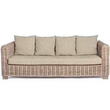 Gartensofa Rattan mit Kissen Fortaleza (3-Sitzer)