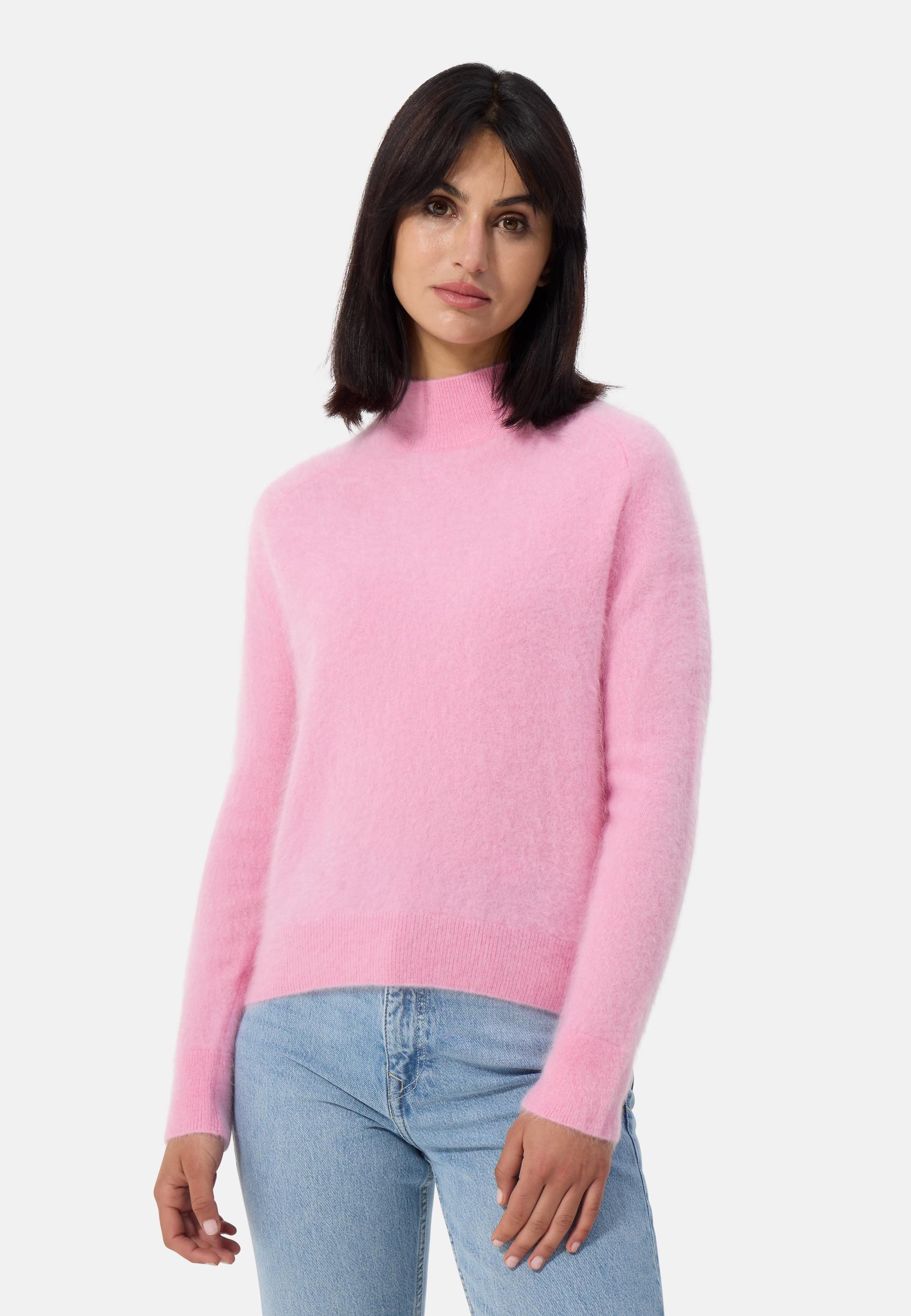 CASH-MERE.CH  Brushed Kaschmir Pullover mit kurzem Stehkragen 