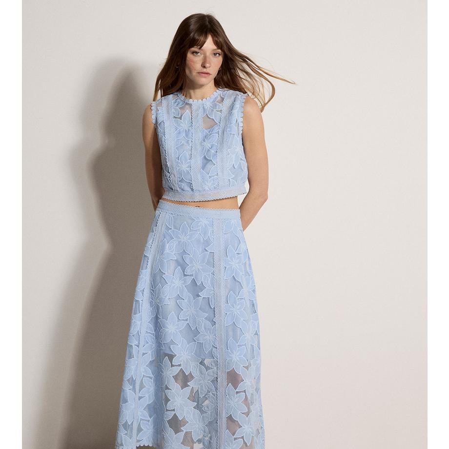 APRICOT Florales Mesh Spitzen Crop Top  