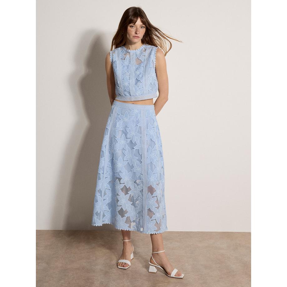 APRICOT Florales Mesh Spitzen Crop Top  