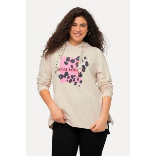 Ulla Popken  Sweat à capuche et manches longues, motif animal et rivets fantaisie 