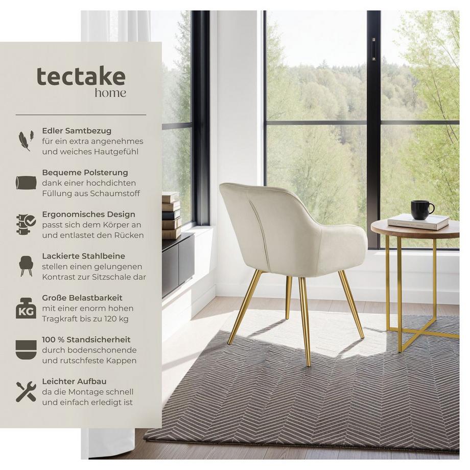Tectake Esszimmerstuhl Marilyn gepolstert, in Samtoptik durchgehende Lehne  