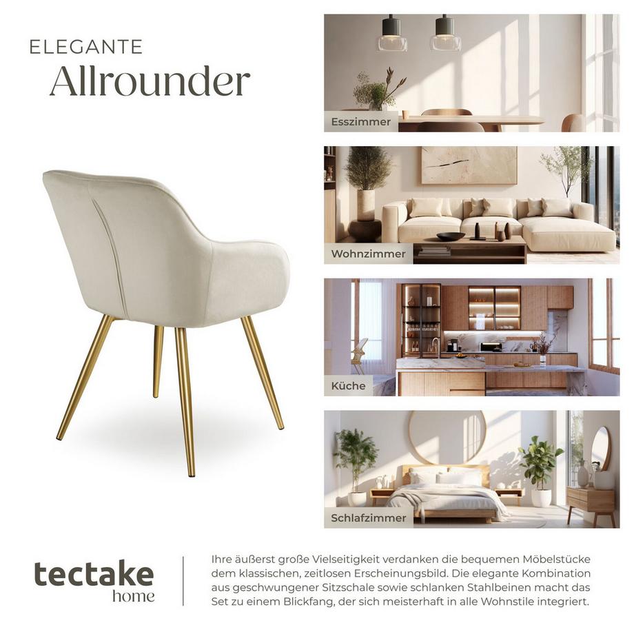 Tectake Sedia Marilyn imbottita, effetto velluto  