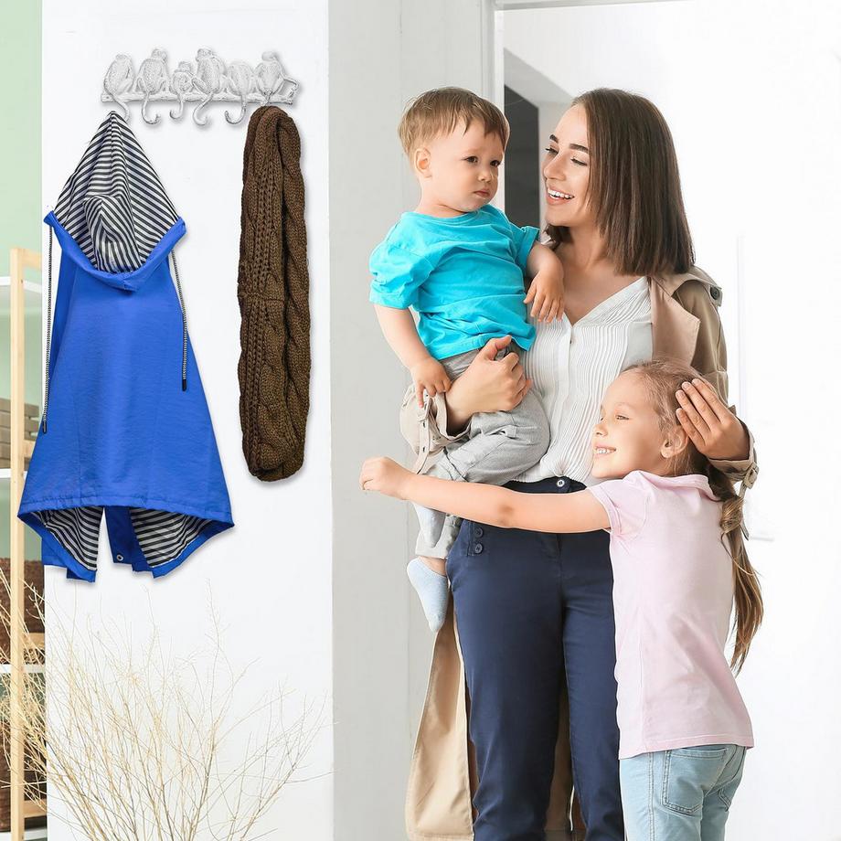 B2X Appendiabiti bianco con design a forma di scimmia  