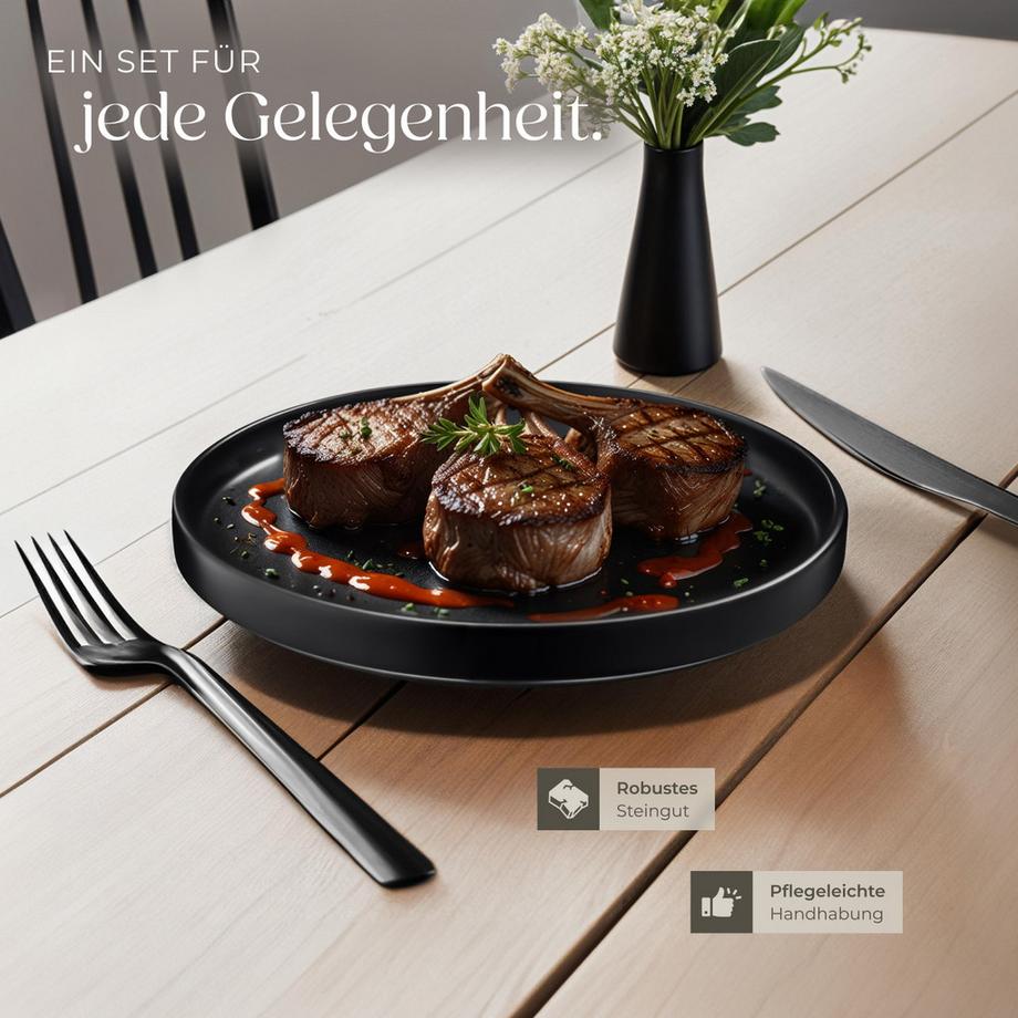 Tectake  Kombiservice Una für 6 Personen im Urban-Style 