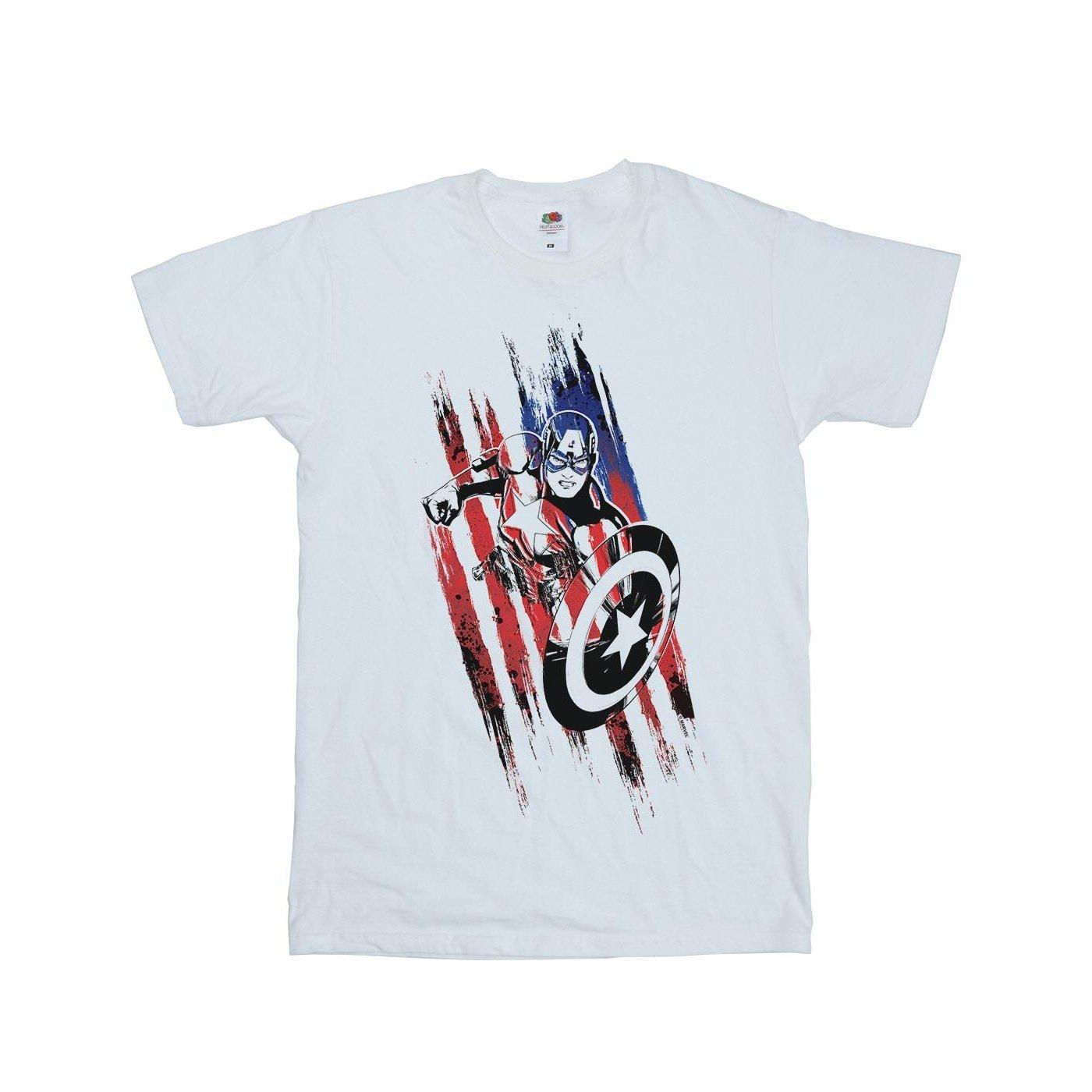 Image of Avengers Captain America Streaks Tshirt Damen Weiss 3XL