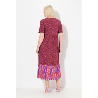 Ulla Popken  Jerseykleid, Mustermix, Carree-Ausschnitt, Halbarm 