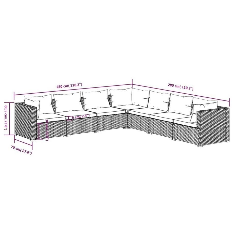 VidaXL Salon de jardin rotin synthétique  