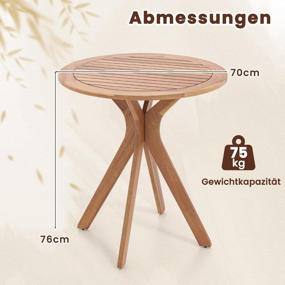 Northix Table de jardin résistante aux intempéries en bois d'acacia Table ronde en bois Table d'appoint Table de balcon Table de bistrot  