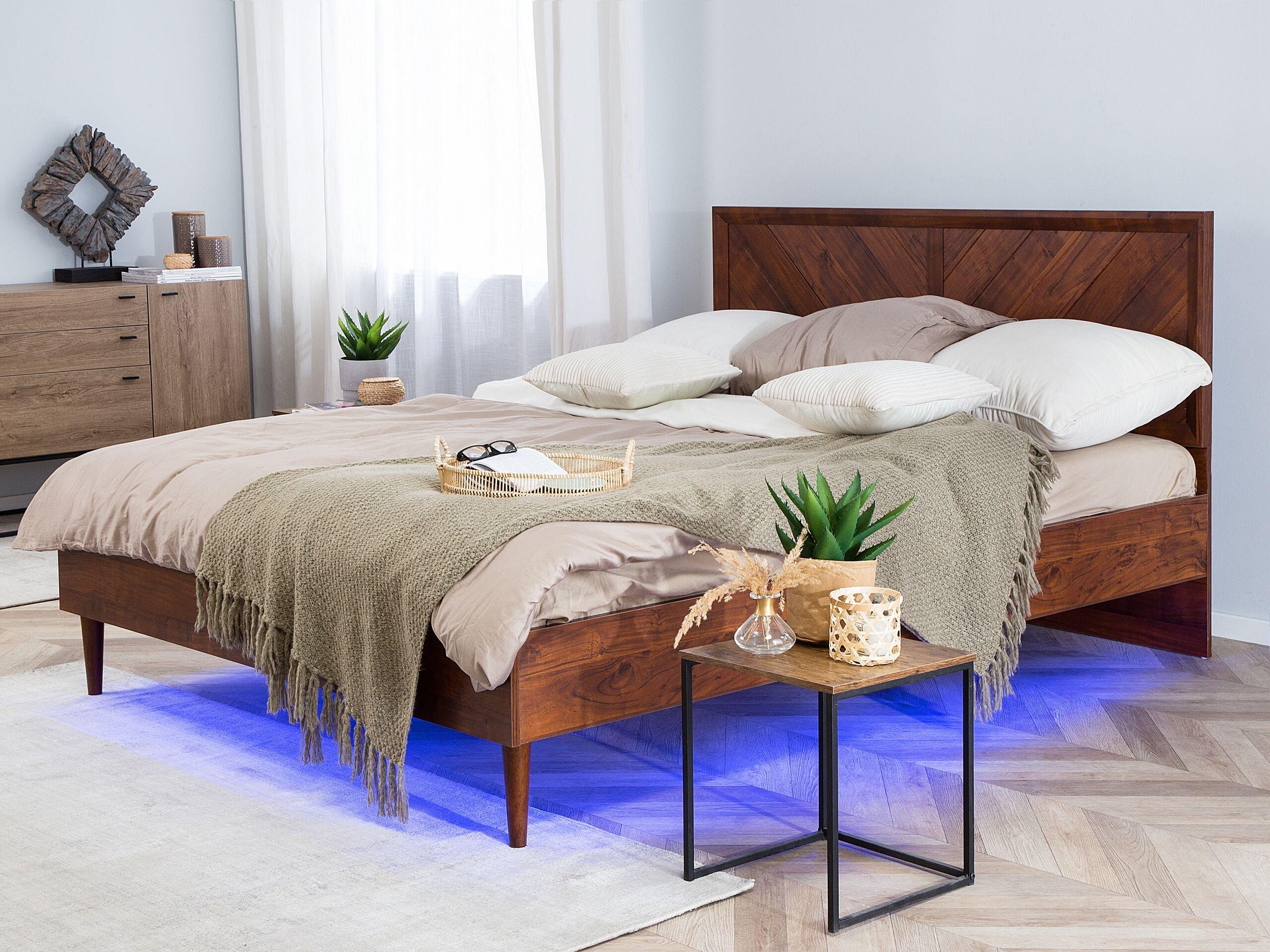 Beliani Bett mit LED aus Faserplatte Modern MIALET  