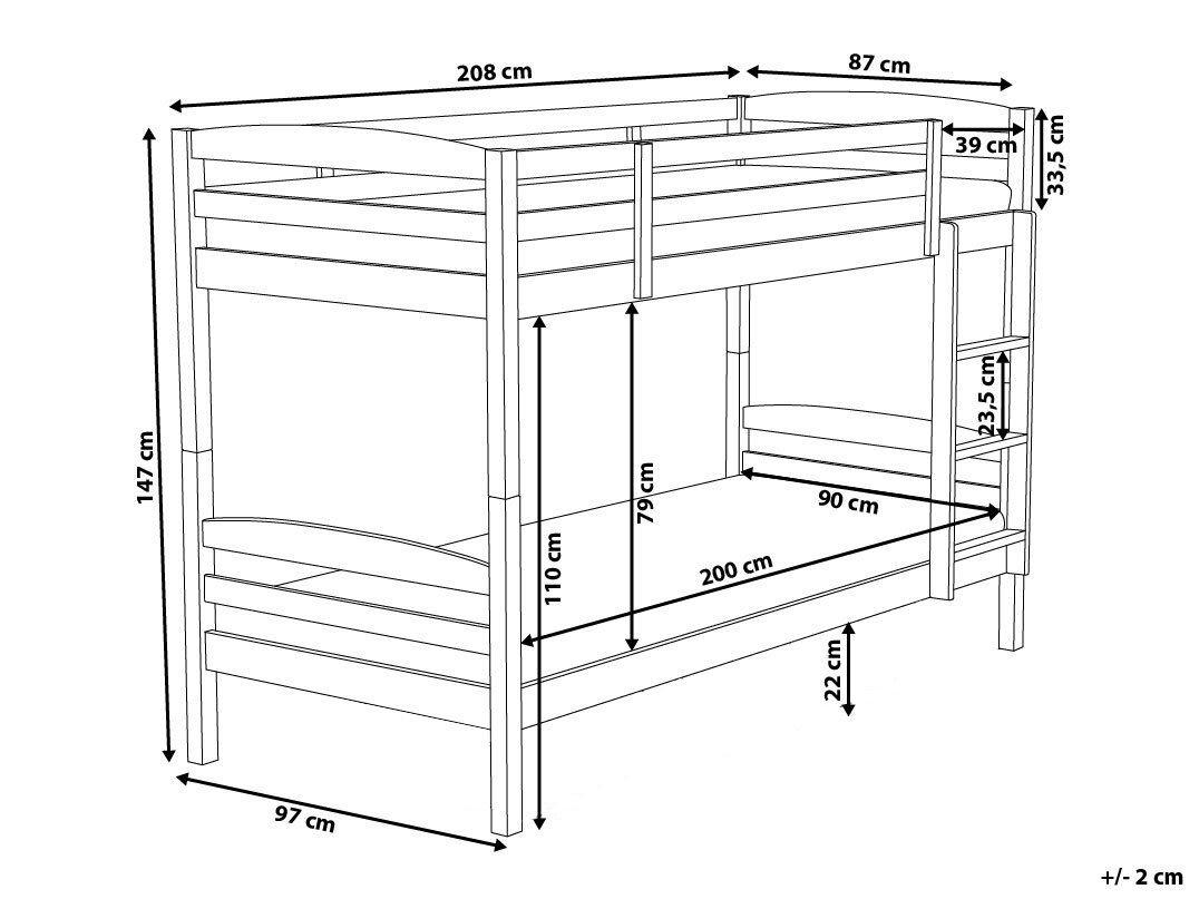 Beliani Hochbett aus Kiefernholz Modern REGAT  