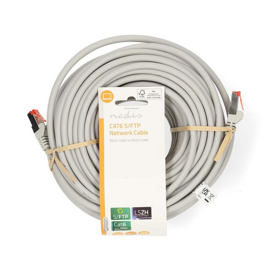 Nedis  Cavo di rete CAT6 | RJ45 maschio | RJ45 maschio | S/FTP | 30,0 m | Rotondo | LSZH | Grigio | Etichetta 
