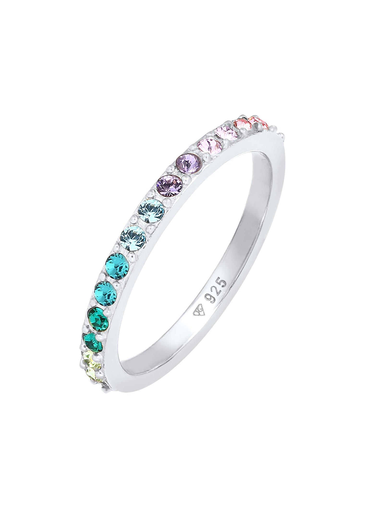 Image of Ring Regenbogen Kristalle Damen Silber 58mm
