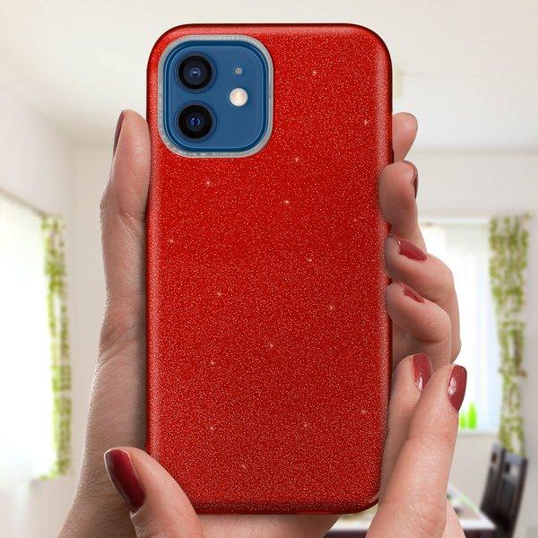 Avizar  Glitter Hülle Apple iPhone 12 Mini Rot 