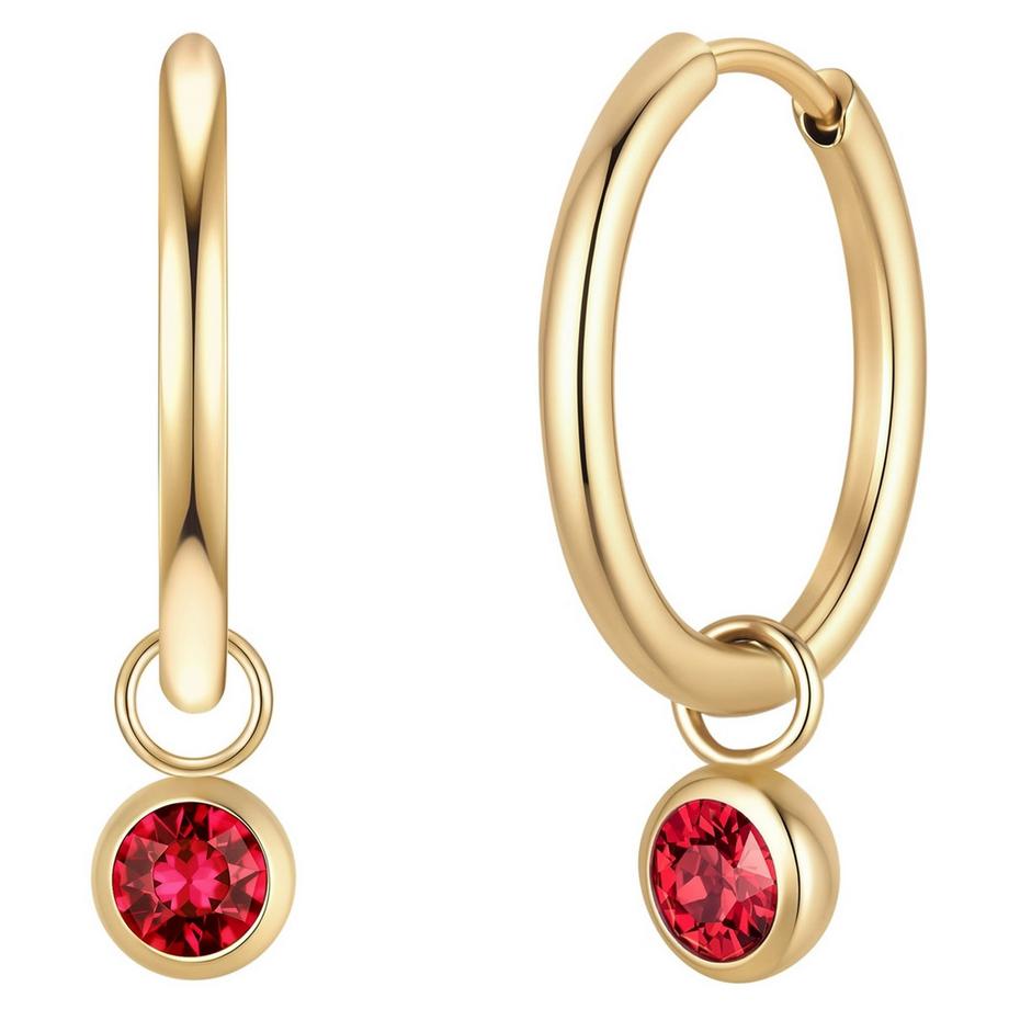 Créoles Pierre de naissance juillet Acier inoxydable orné de cristaux de Swarovski