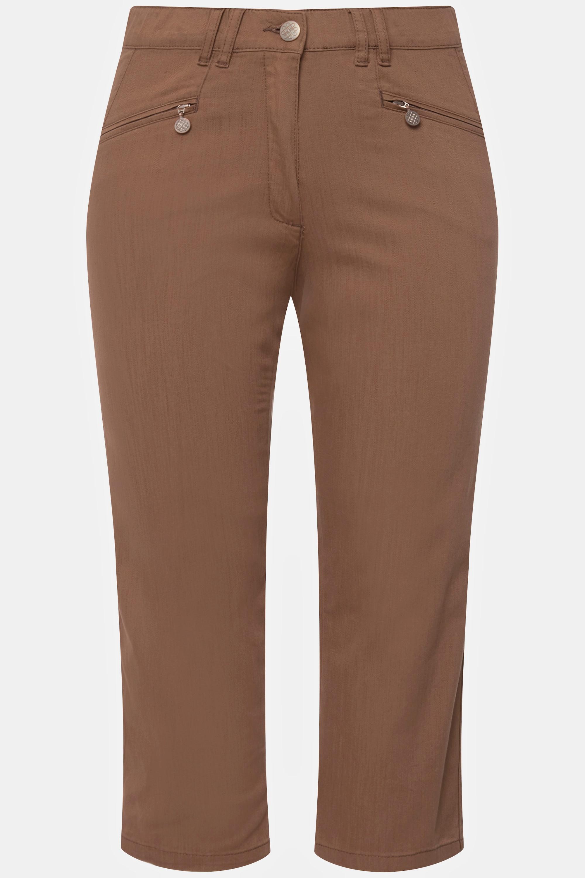 Ulla Popken  Pantalon Mony, longueur au mollet. Poches zippées et tissu stretch 