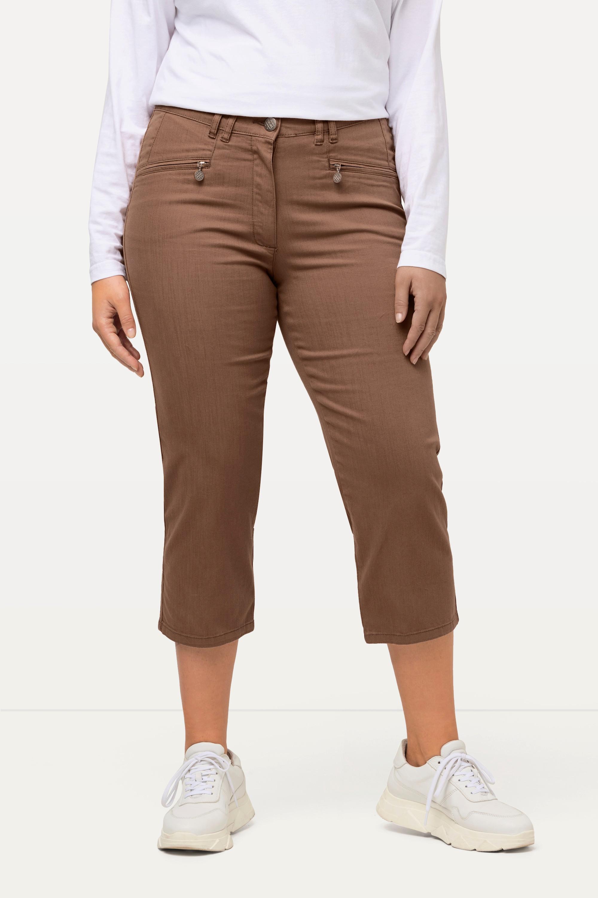 Ulla Popken  Pantalon Mony, longueur au mollet. Poches zippées et tissu stretch 