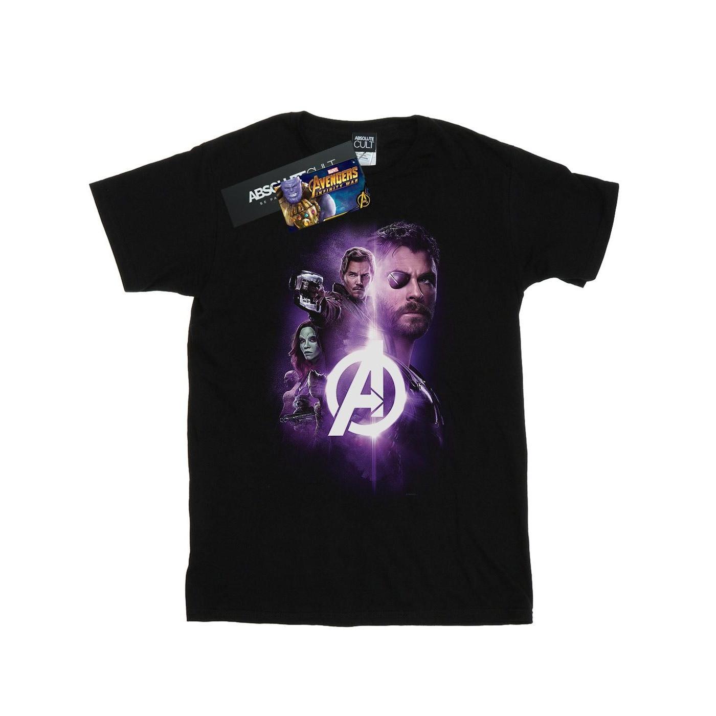 Image of Avengers Infinity War Thor Guardians Team Up Tshirt Damen Schwarz XL