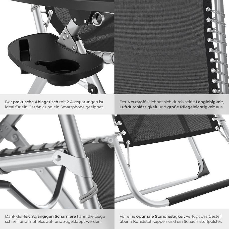 Tectake Chaise longue CLOUD II pliable avec dossier flexible et repose-pieds  
