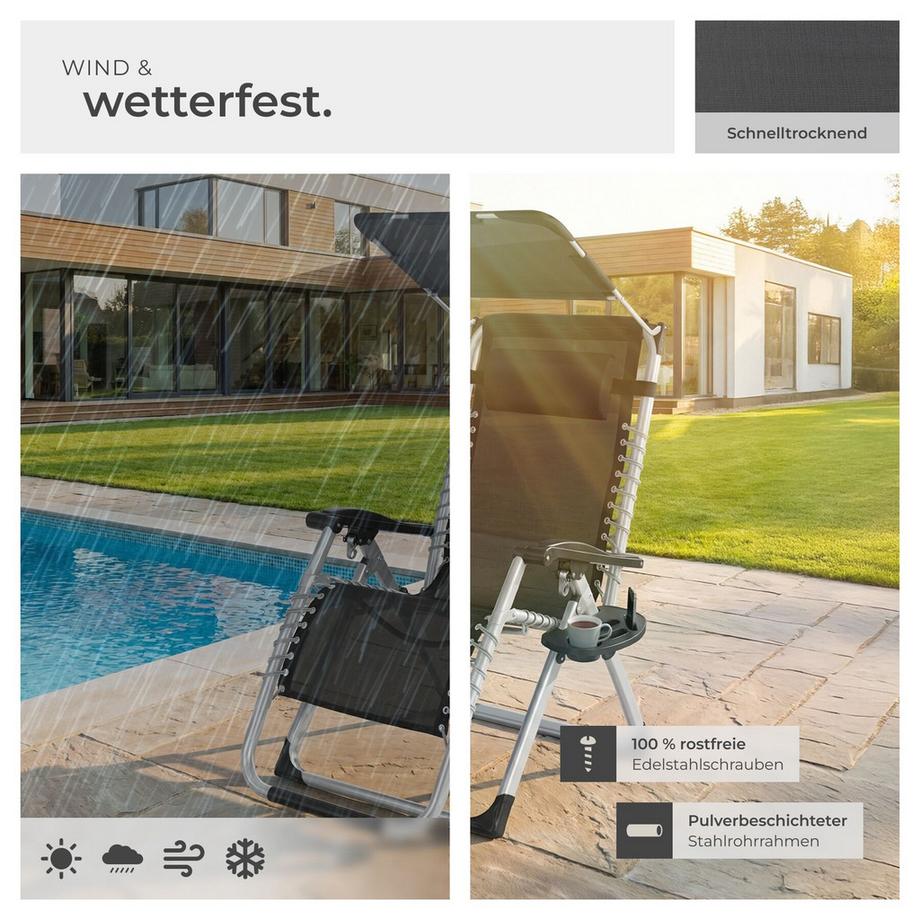 Tectake Chaise longue CLOUD II pliable avec dossier flexible et repose-pieds  