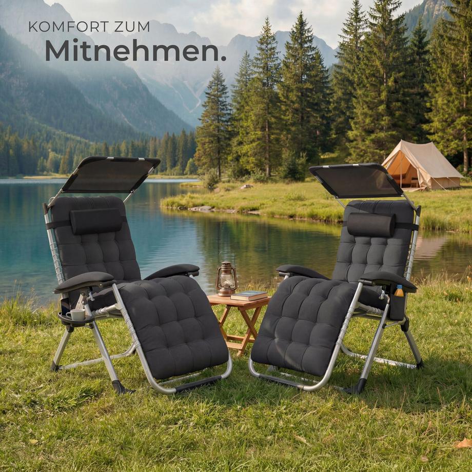 Tectake Chaise longue CLOUD II pliable avec dossier flexible et repose-pieds  