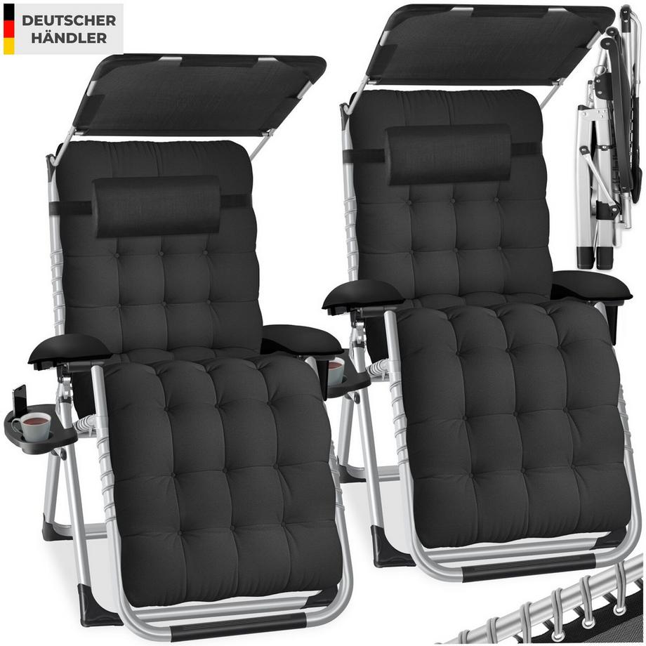 Tectake Chaise longue CLOUD II pliable avec dossier flexible et repose-pieds  