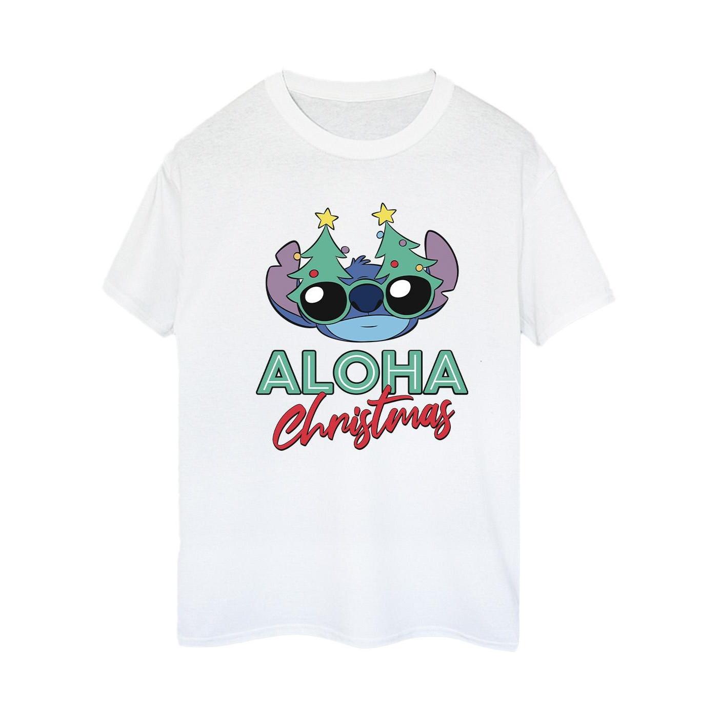 Image of Lilo And Stitch Christmas Tree Shades Tshirt Damen Weiss S