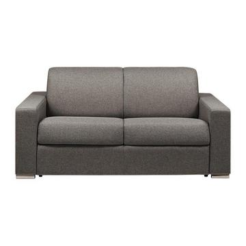 Canapé 2 places convertible express en tissu anthracite - Couchage lattes larges 120 cm - Matelas 16 cm avec mousse à mémoire de forme CALITO