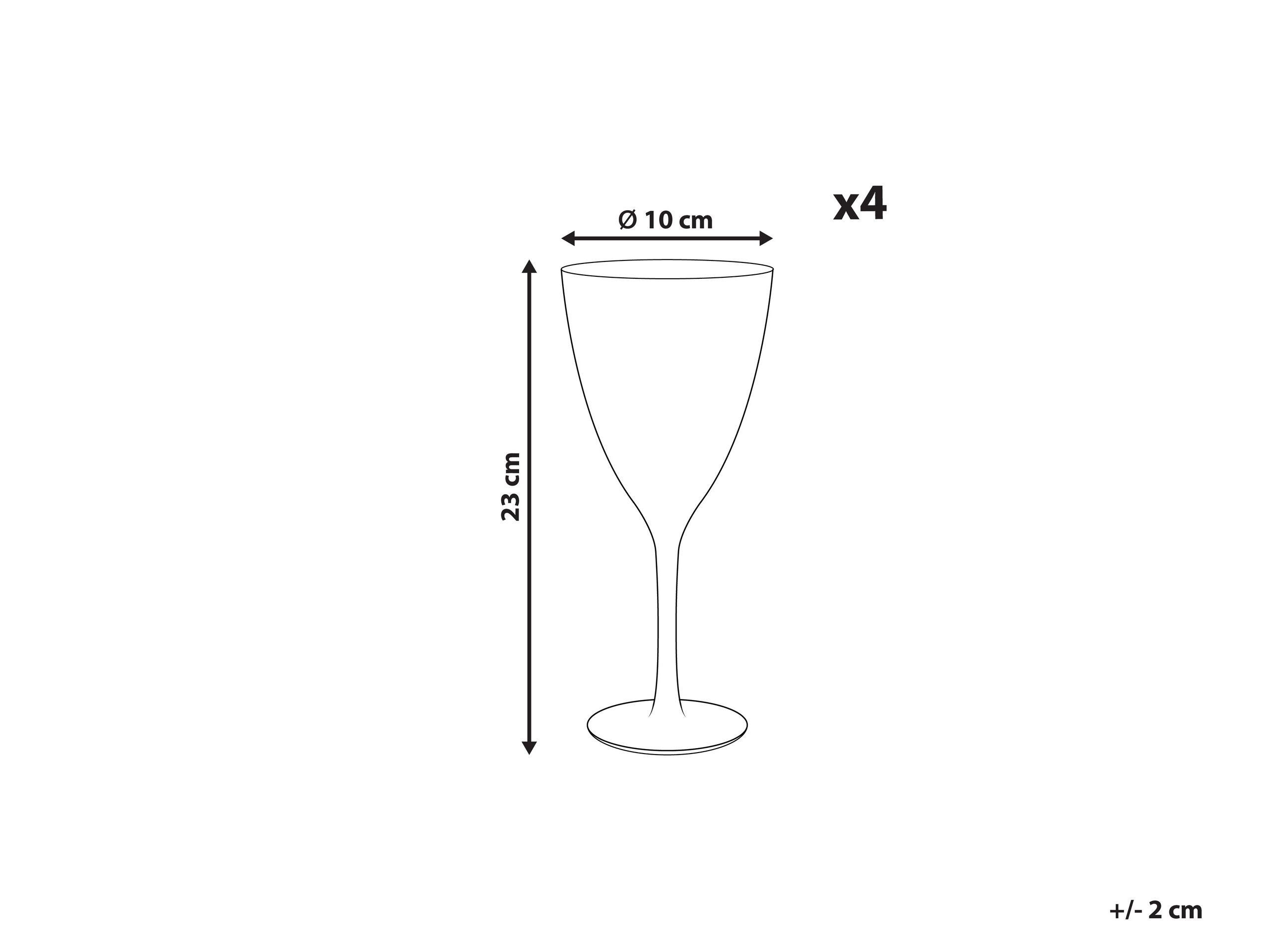 Beliani Lot de 4 verres à vin en Verre Rétro TOPAZ  