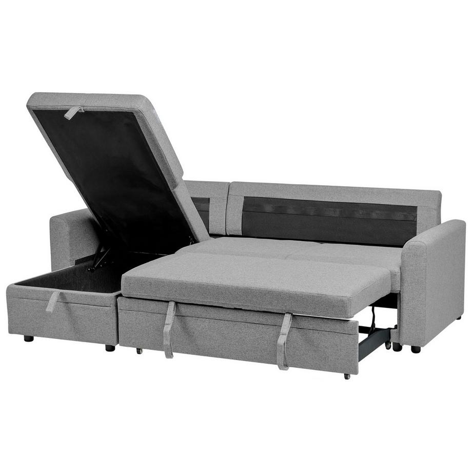 Beliani Ecksofa aus Kunstleinen Landhausstil NASSJO  