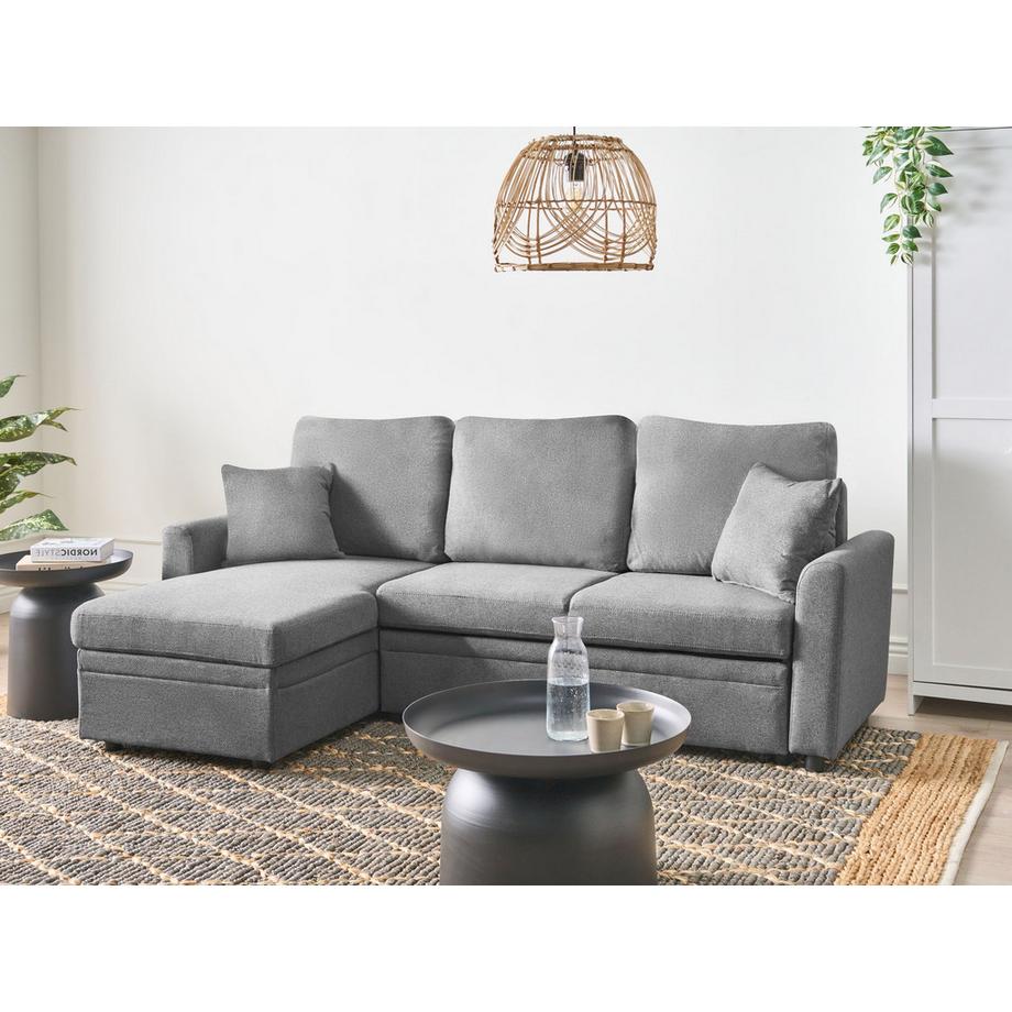 Beliani Ecksofa aus Kunstleinen Landhausstil NASSJO  