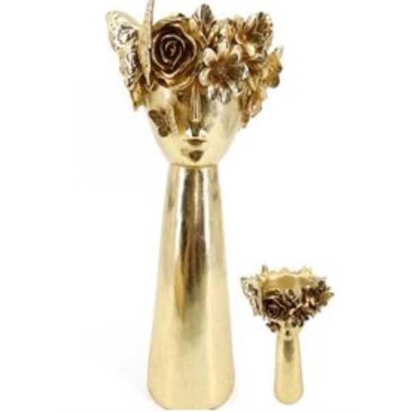 Image of KARE Design Deko Vase Flowercrown schmal gold 20 - ONE SIZE