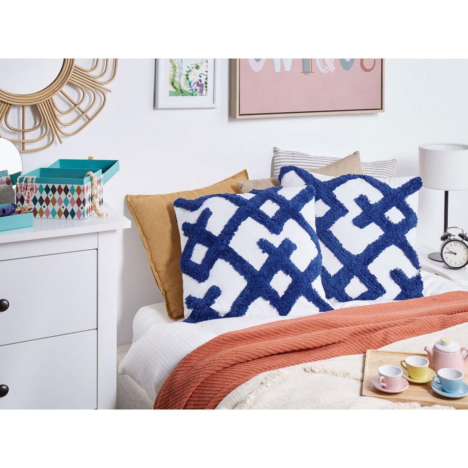 Beliani Lot de 2 coussins décoratifs en Coton Moderne HAZEL  