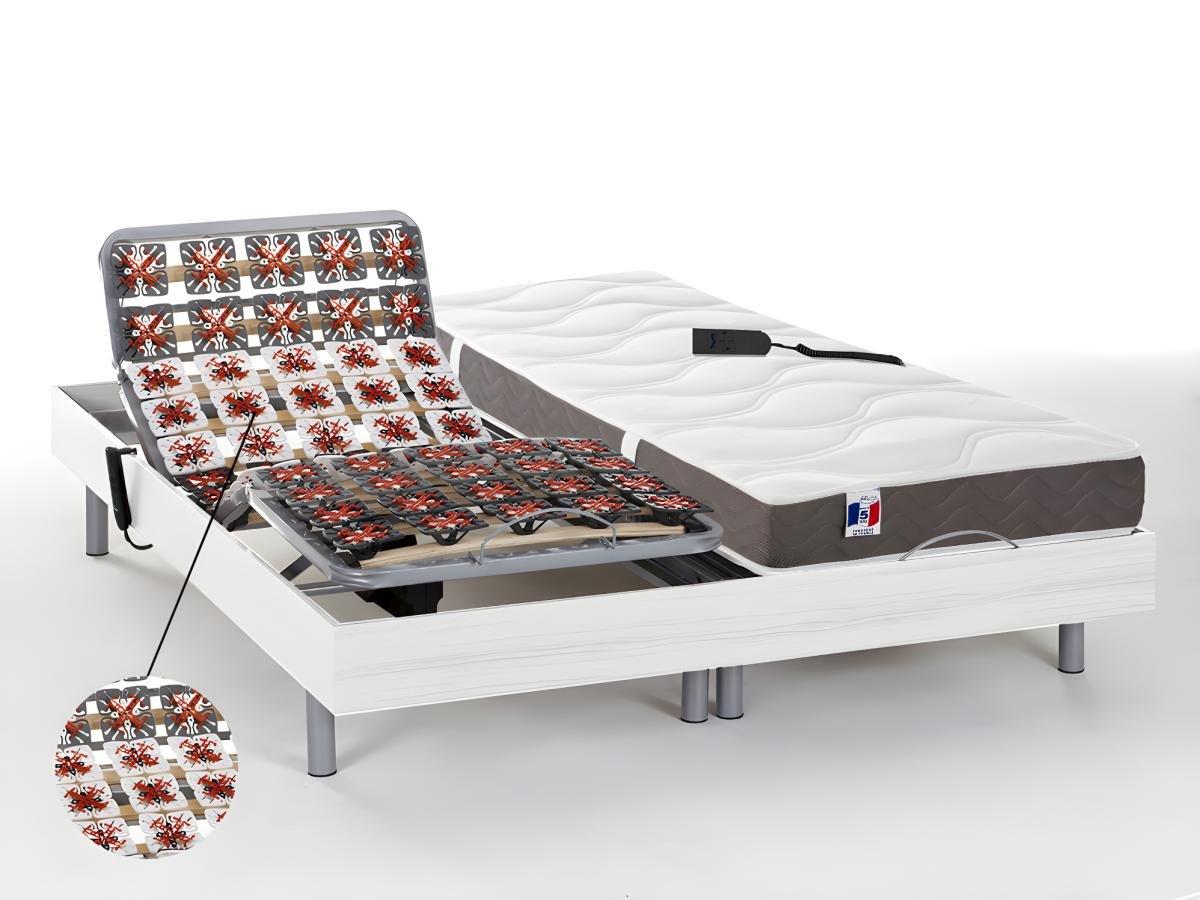 DREAMEA Lit électrique relaxation tout plots matelas 100% latex 5 zones JUPITER de DREAMEA 2 moteurs OKIN  