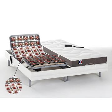 Lit électrique relaxation tout plots matelas 100% latex 5 zones JUPITER de DREAMEA 2 moteurs OKIN