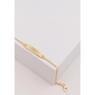 MUAU Schmuck  Bébé Bracelet Stäbchenpanzer Gelbgold 750, 14cm Gravurplatte 1.8cm 