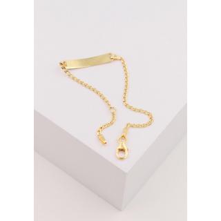 MUAU Schmuck  Bébé Bracelet Stäbchenpanzer Gelbgold 750, 14cm Gravurplatte 1.8cm 