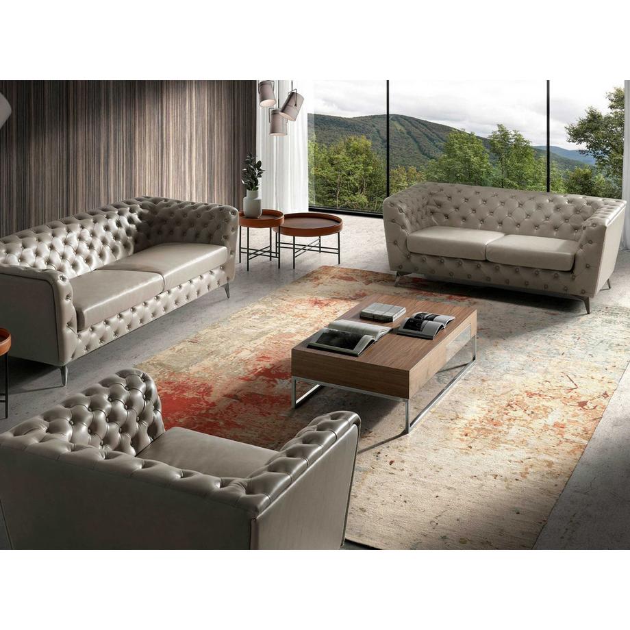 ANGEL CERDA Table basse rectangulaire en noyer et acier chromé  