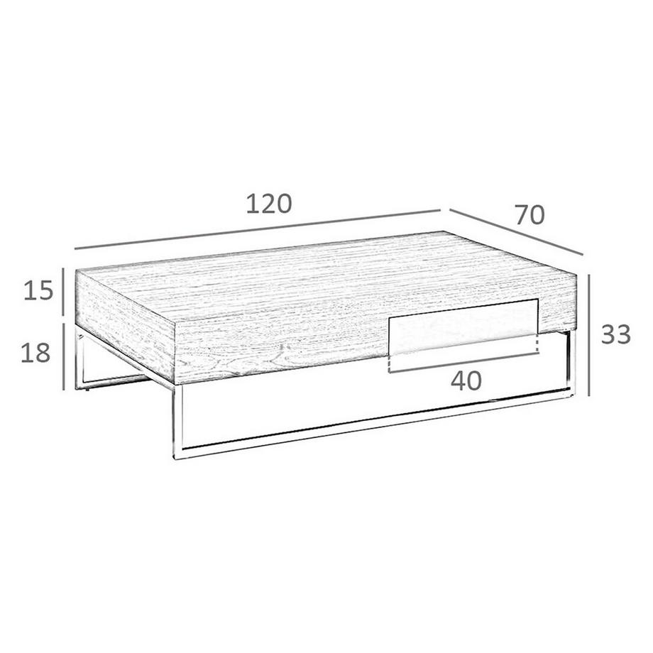 ANGEL CERDA Table basse rectangulaire en noyer et acier chromé  