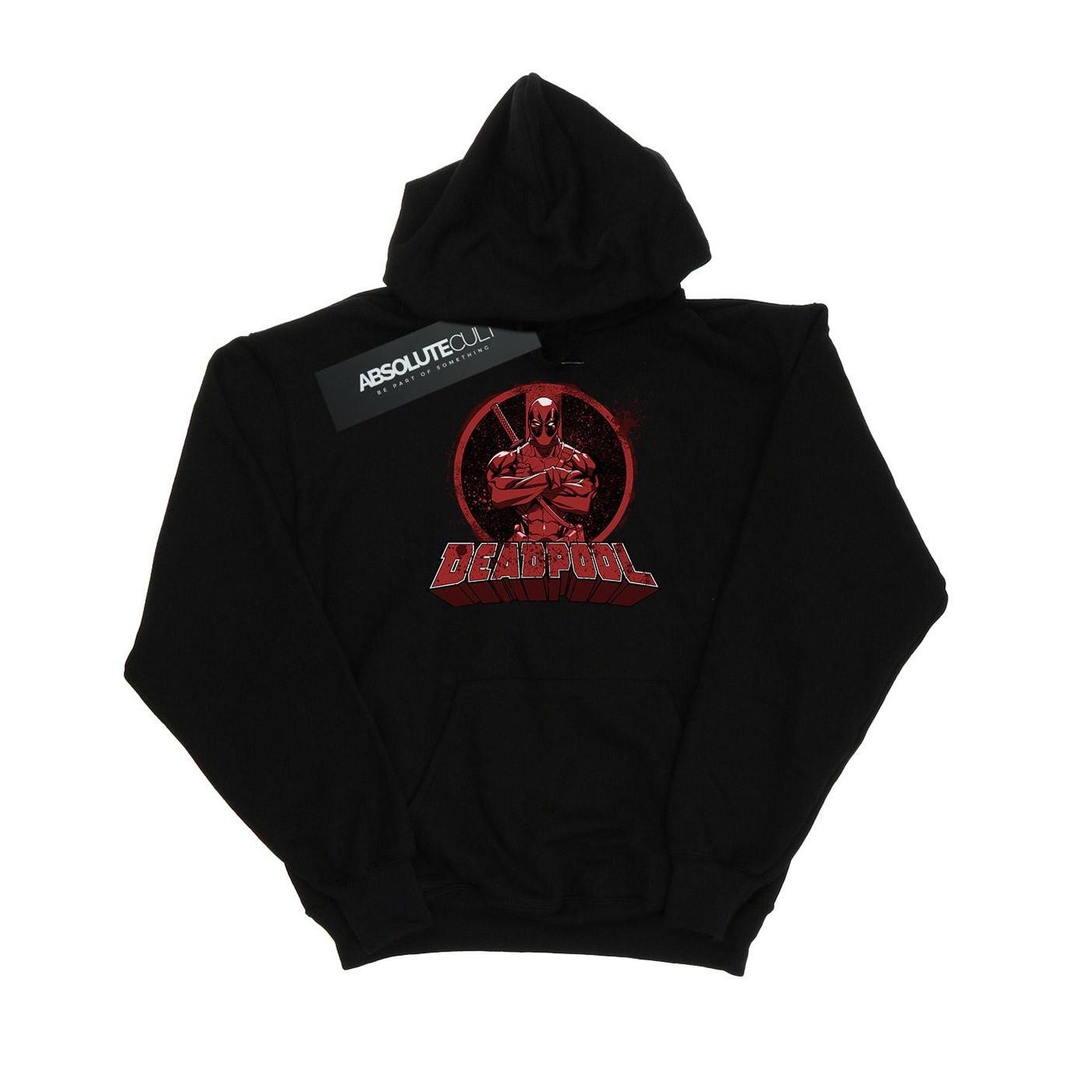 Image of Deadpool Crossed Arms Logo Kapuzenpullover Damen Schwarz S
