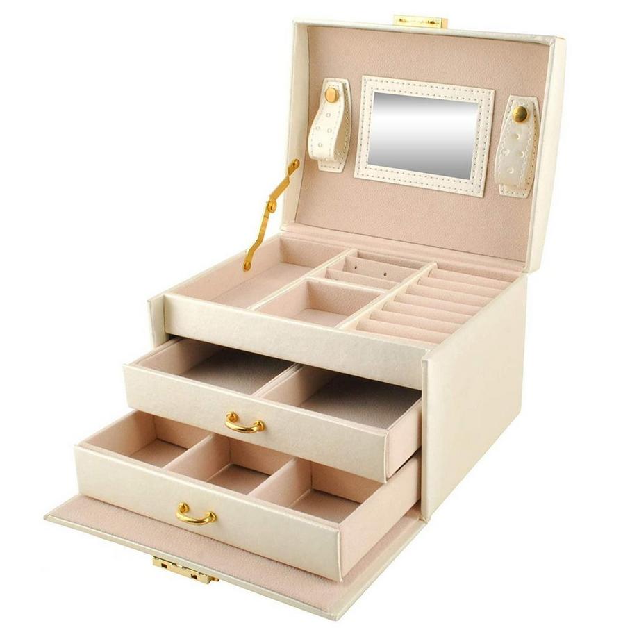 Northix  Großes Schmuckkästchen in mehreren Ebenen - Beige 