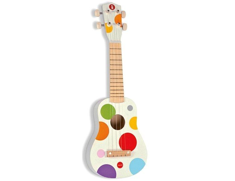 Janod  Holz Ukulele ‘Konfetti’ Holzspielzeug für Kinder Musikinstrument für Kinder Kindergitarre Ab 3 Jahren, J07597 