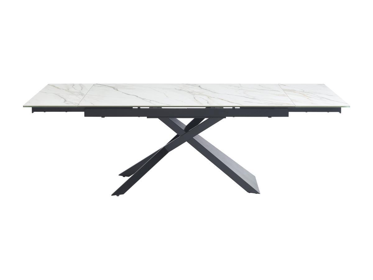 Maison Céphy Table à manger extensible 6 à 10 personnes en céramique, verre trempé et métal - Effet marbre blanc et Noir - LUMIEL de Maison Céphy  