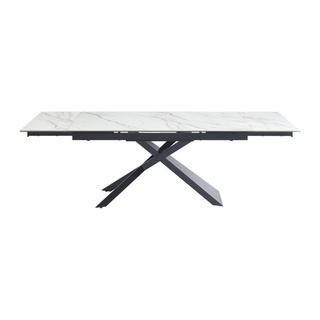 Maison Céphy Tavolo da pranzo allung. da 6 a 10 coperti Ceramica, Vetro temp. e Metallo Eff. marmo Bianco e Nero - LUMIEL  