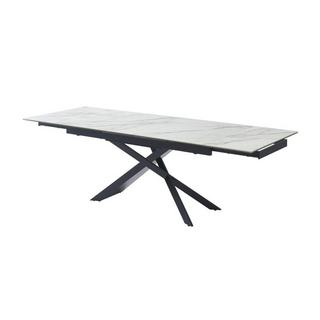 Maison Céphy Tavolo da pranzo allung. da 6 a 10 coperti Ceramica, Vetro temp. e Metallo Eff. marmo Bianco e Nero - LUMIEL  