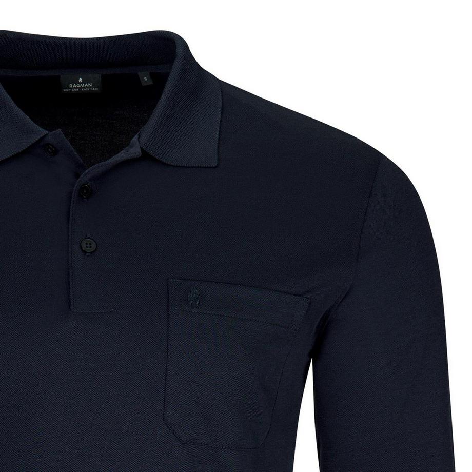 Ragman Soft Knit Langarm Polo Shirt  