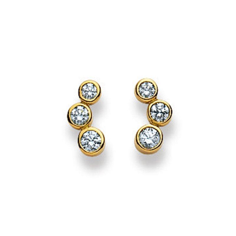 MUAU Schmuck  Clous d'oreilles or jaune 750 zircone 10mm 