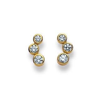 MUAU Schmuck  Clous d'oreilles or jaune 750 zircone 10mm 