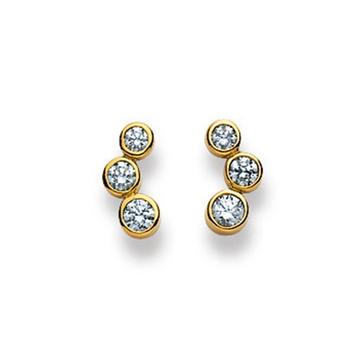 Clous d'oreilles or jaune 750 zircone 10mm