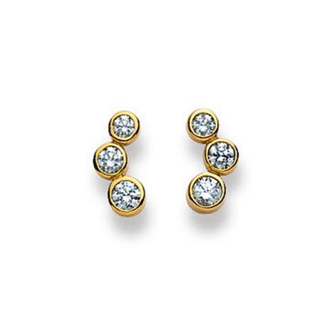 MUAU Schmuck  Clous d'oreilles or jaune 750 zircone 10mm 